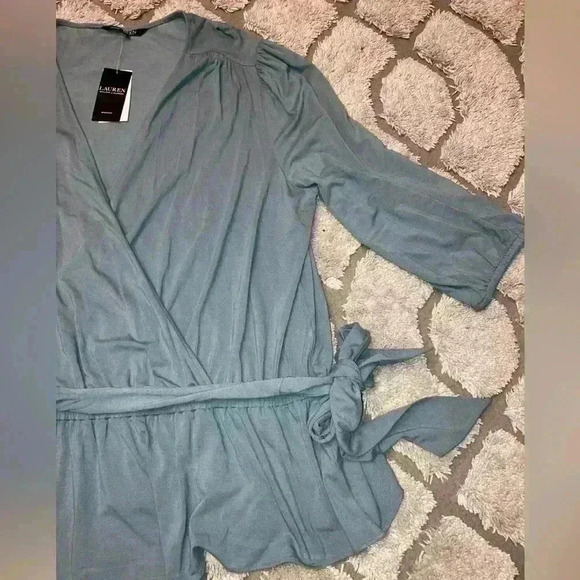 Lauren Ralph Lauren Women's Jersey Peplum Blouse Highland Sea NEW - Picture 5 of 12